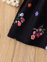 Young Girl Casual Rainbow Flower Print Long Sleeve Round Collar A-Line Hem Dress, Home & Outdoor Wear, Spring & Autumn